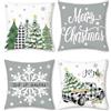 Bonhause Federe per Cuscini Natale 45 x 45 cm Copricuscini Decorativi Alberi di Natale Plaid Camion Fiocchi Grigio Federa per Cuscino Divano Letto Casa Decorazione Set di 4