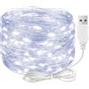 ALEGRE Catena di luci LED ALEGRE con USB, 4M 40 LED, filo di rame con spina, catena di luci impermeabile bianca fredda per interni ed esterni, luci LED per decorazioni fai-da-te per matrimoni, Natale