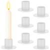 HOTUT Porta Candele in Metallo,4 Pezzi Rotondo Struttura Bianco Candelieri, Portacandele Basso, Ferro Candelabro Moderno per Tavolo, Matrimoni, Compleanni, Natale, Cena a Lume di Candela