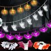 ELEUTH Halloween Luci Stringa, 3M 20 LEDs Luci Halloween Arancia Zucca Fantasma Pipistrello Catena Luminosa, 3AA Batteria Alimentat, IP65 Impermeabile Decorazioni di Halloween per Interni Esterni Adatto