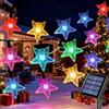 Qoosea Luci a Stringa Solari Stella 7M, 50 LED a Energia Solare Impermeabili, 8 Modalità con Timer Auto Accensione/Spegnimento per Giardino Recinto Natale Matrimonio Festa Decorazione
