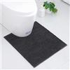 Homaxy - Tappeto da bagno in chenille, antiscivolo, morbido, con intaglio per WC, 50 x 60 cm, assorbente, tappetino da bagno per WC a pavimento, lavabile, grigio scuro