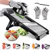 Masthome Mandolina per Verdure, Mandolina Professionale In Acciaio Inox, Tagliaverdure Regolabile con Guanti di Sicurezza, Affetta Verdure Julienne Affettatrice per Patate Cipolle Carote