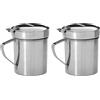 Space Home - Set di 2 Contenitori per Olio in Acciaio Inox con Filtro - Separatore di Olio con Coperchio Rimovibile e Manico Ergonomico - Caraffa per Olio Usato - 700 ml