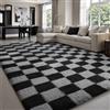 Sour Lemon Tappeti per soggiorno, tappeto a quadri per camera da letto, lavabile, antiscivolo, extra large e soffice, per camera dei bambini, dormitorio, colore: nero/grigio, dimensioni: 240 x 300 cm