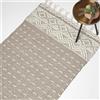 HOMESCAPES Tappeto Kilim intrecciato a mano beige e naturale, 90 x 150 cm, in lana e cotone, tappeto per soggiorno Patna con motivo geometrico tradizionale strutturato e nappe