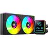 Mars Gaming ML-LCDPRO240 Raffreddamento Liquido AIO 500W TDP, Schermo LCD 2,8 Multimonitor, Pompa 4ª Gen Opti-Chamber con Base in Rame, 2× Ventole 120 mm ARGB Infinity Mirror, Nero