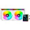 Mars Gaming ML-LCDPRO240 Raffreddamento Liquido AIO 500W TDP, Schermo LCD 2,8 Multimonitor, Pompa 4ª Gen Opti-Chamber con Base in Rame, 2× Ventole 120 mm ARGB Infinity Mirror, Bianco