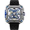 CIGA Design Orologio Automatico Uomo - X Series SUV Titanio Orologio da Polso Meccanico con Design Scheletro, Quadrato, Vetro Zaffiro con Cinturino in Nylon e Silicone(Titanio Blu)