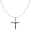 MARLION JEWELS Collana da donna lunga a forma di croce con zirconi colorati. Collana in argento 925 da donna ideale come regalo. Collane lunghe donna particolari. Gioielli da donna (Argento)