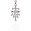 Minoplata Croce di Caravaca in argento sterling rodiato con zirconi 26 mm x 14 mm, Mediano, Argento sterling, Nessuna pietra preziosa