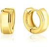 DTPsilver® Orecchini Donna Argento 925 Placcato Oro Giallo - Orecchini Creoli Larghi e Spessi a Cerchio Piatto - Orecchini a Cerchio Spessi - Diametro 15 mm - Spessore 3 mm