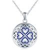 MICMIF Argento 925 Collana Foto Medaglione con Quadrifoglio Zirconi Ciondolo Portafoto Personalizzata, Collana Locket Redondo Apribile per 1 Foto, Catena 45+5cm per Donne Ragazze