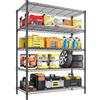 KZOBYD Unità di stoccaggio con 5 ripiani regolabili in altezza, portata 500 kg, scaffale in metallo, 5 ripiani, scaffale per carichi pesanti, scaffalatura in metallo, scaffale da cucina, garage (nero,