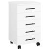HOOBRO Schedario da Ufficio, Armadietto Portadocumenti, Mobile d'Ufficio a 5 Cassetti, Rotelle Girevoli, Stabile, Bianco EWT05WJ01