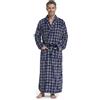 FG FEAYIGUDIM Accappatoio da uomo in pile felpato a lunghezza intera grande e alto collo a scialle scozzese, Blu navy e bianco., 6XL-7XL Plus Tall