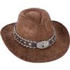 TOLASTO Cappello da cowboy per donne e uomini, cappello occidentale in pelle scamosciata, cappelli panama, cowboy e cowgirl, cappello in feltro a tesa larga, cappelli Fedora, caffè, Caffè B., M