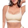 FeelinGirl Bralette da Donna in Pizzo Senza Ferretto Senza Cuciture Coppa Piena Comodo da Indossare Tutti i Giorni Non Imbottito Nero L