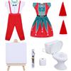 QIZHIQIAMY Vestiti di Natale per Bambole, Vestiti e Accessori per Bambola, Vestiti Gnomo in Miniatura, Accessori Casa Bambole con Mini Toilette, Cappello da Natale, Giornale, Carta da Rotolare, Cavalletto