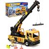 Coroiesty Gru Camion con Modulo Luce & Suono, Camion con Gru Giocattolo Estraibile, Verricello e Ruote in Gomma (batteria non inclusa), per Bambini Dai 3 Anni in Su, Giallo