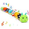 KINDLUME Giocattoli Bambini 0 3 6 Mesi, Bruco Sensoriale Montessori con Sonaglio Anello Dentizione e Carta Frusciante, Peluche attività per Tempo a Pancia in Giù, Regalo Neonato Maschio Femmina