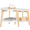 SoBuy FBT75-W set tavolino ripiani rotondi set tavolo tavolino divano tavolino tavolo da soggiorno Bianco/Natura