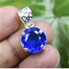 20.85 CT Naturale Brillante Tanzanite Rotondo 925 Argento Pendente Certificato