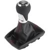 INFINAUTO Pomello del Cambio Manuale a 6 Velocità con Copertura, Leva del Cambio del Cambio del Cambio per Audi A4 07-15 Plastica Ecopelle Nera con Cuciture Rosse, 1 Pezzo