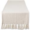 DII Woven Basic - Runner da tavolo con motivo a zigzag, 38 x 183 cm, colore: bianco sporco