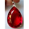 Sapphire_hub Grande ciondolo in argento sterling 925 con topazio rosso taglio pera 98,15 c...