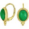 Bling Jewelry Orecchini pendenti con pietre preziose ovali in giada verde stile occidentale con bordo a cavo e milgrain per donne, chiusura a leva, placcati in oro giallo 14K, argento sterling .925