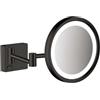 Hansgrohe AddStoris - Specchio cosmetico con luce LED, Specchio trucco con luce, Specchio da rasatura, ingrandimento di 3 volte, nero opaco, 41790670