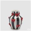 EDG Enzo De Gasperi Vaso Anfora con Fiocchi H 19 Cm D 14 Cm Ceramica Bianco Nero