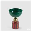 EDG Enzo De Gasperi Vaso Righe a Coppa di Natale H 23 Cm D 18 Cm Metallo Verde Rosso