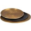 BigBuy Home Vassoio snack 48 x 48 x 2 cm nero oro alluminio 3 pezzi