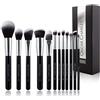 Oscar Charles Set Pennelli Make up Oscar Charles, set di pennelli per trucco professionale da 12 pezzi, sei pennelli per trucco per il viso e set di sei pennelli per trucco per gli occhi (argento)