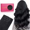 WENNALIFE Extension con clip in capelli veri, 80 g, 5 pezzi, profondità 45 cm, colore nero