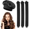 FESDMOH 3 Pcs Heatless Hair Curler, Bigodino Lungo per Boccoli, Bigodini Morbidi per Dormire, con Ganci, con Cuffia Seta Capelli Notte, per Capelli Lunghi e Corti (Nero, Large)