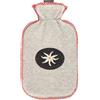 Fashy Borsa dell'acqua calda da 2,0 l, con rivestimento in pile, applicazione a stella alpina, cuciture decorative in rosso