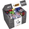 BIC, My BIC Box, Set Completo Cancelleria Casa E Ufficio, Penne A Sfera, Portamine, Pennarelli Indelebili, Evidenziatori, Bianchetti A Nastro, Colla, Multicolore, ‎Set da 124 pezzi