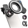 APEXEL HB100-HD Obiettivo Macro per Smartphone, F1.8 con 45 Modalità di Luce di Riempimento, Obiettivo per Cellulare 10X, Compatibile con iPhone 17/16/15, Samsung, Google Pixel e altri Smartphone