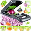 MAIPOR Tritatutto professionale per cipolle, multifunzione 13 in 1, tritatutto da cucina, affettaverdure con 8 lame, tritatutto per carote e aglio con contenitore