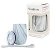 Veegreen Set Yerba Mate in Acciaio Inossidabile | Tazza Per Bere Yerba Mate Argentino | Include una Bombilla e un coperchio richiudibile | Set Autentico (Legna) (Effetto marmo)