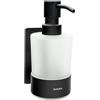Dolvhin® Dispenser Sapone a Parete Senza Forare | Dosatore Liquido in Vetro Satinato | Dispenser Inox con Supporto | Dispenser di Sapone Adesivo da Muro | Dosatore Detersivo 250ml | Nero Opaco