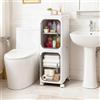 Pinkgarden Armadietto portaoggetti da bagno sottile con ruote, mobile pieghevole e stretto, per piccoli spazi, lavanderia e cucina, bianco (bianco, 2 ripiani)
