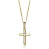 MIORE Collana Donna con Croce in Oro Giallo 9 carati 375 Ciondo a Croce con Diamante da 0,03 carati, Catena lunga 45 cm, Collana da Donna, Gioielli Donna Anallergici Fatti a Mano