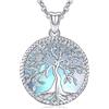 Friggem Collana in Argento per Donna, Ciondolo Albero Della Vita di Pietra Luna Gioiello per in Argento Sterling 925 per Mamma e Migliore Amico, Catena da 46 cm (Albero Della Vita-G-1)