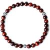 GAVU Bracciale da Uomo e da Donna con Perline di Pietra Naturale Occhio di Tigre Rosso con Charm Fleur de Lis L