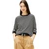 Tommy Jeans Donna Pullover Essential Crew in Cotone, Nero (Black/Ecru Stripe), L