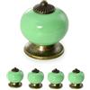 Ganzoo pomelli per mobili, set da 4 in porcellana e ceramica verde, diametro 32 mm, profondita 23 mm, finitura lucida, stile antik casa di campagna, vintage shabby chic, ante e cassetti
